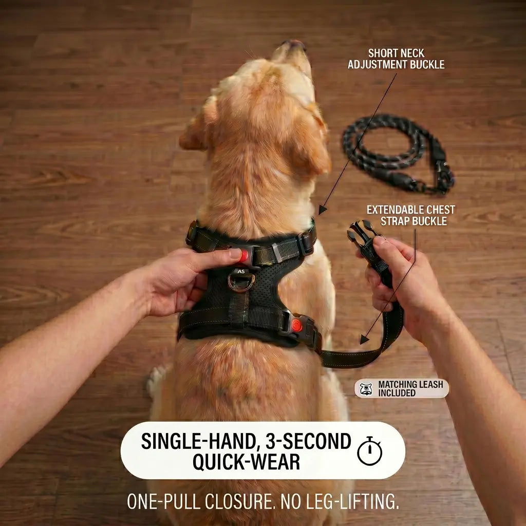 Durable Reflective No-Pull Dog Harness and Leash Set - 5FT Adjustable, Breathable, Waterproof Design for Hiking, Training, and Daily Walks