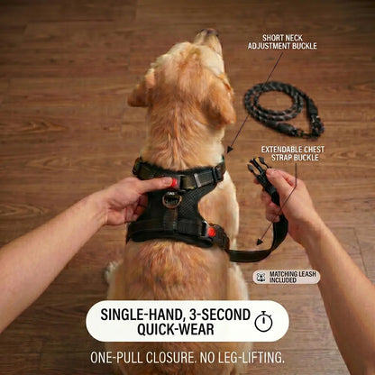 Durable Reflective No-Pull Dog Harness and Leash Set - 5FT Adjustable, Breathable, Waterproof Design for Hiking, Training, and Daily Walks