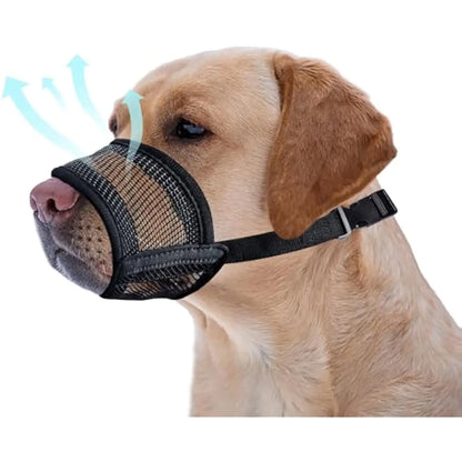 Adjustable Air Mesh Dog Muzzle for Various Breeds - Prevents Barking, Scavenging, Licking, and Chewing