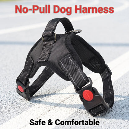 Durable Reflective No-Pull Dog Harness and Leash Set - 5FT Adjustable, Breathable, Waterproof Design for Hiking, Training, and Daily Walks