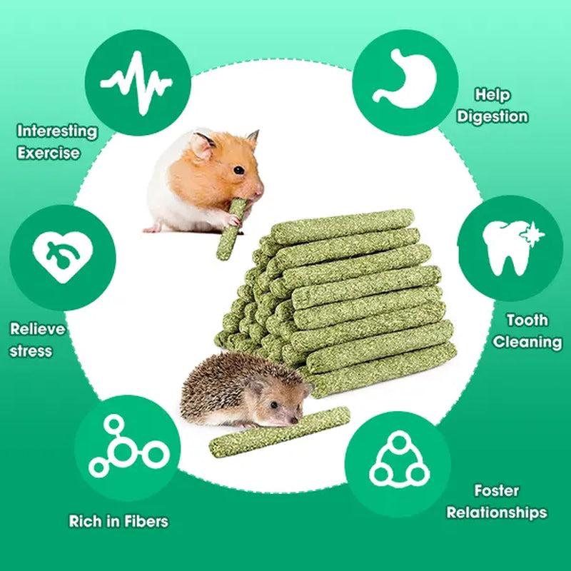 45-Piece Plant-Based High-Fiber Rabbit Molar Chew Sticks - Natural Blend of Sweet Bamboo and Timothy Hay for Dental Health and Stress Relief, Ideal Small Pet Treats for Rabbits and Hamsters