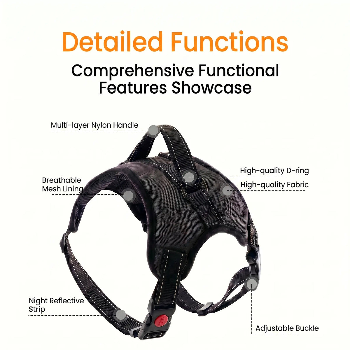 Durable Reflective No-Pull Dog Harness and Leash Set - 5FT Adjustable, Breathable, Waterproof Design for Hiking, Training, and Daily Walks