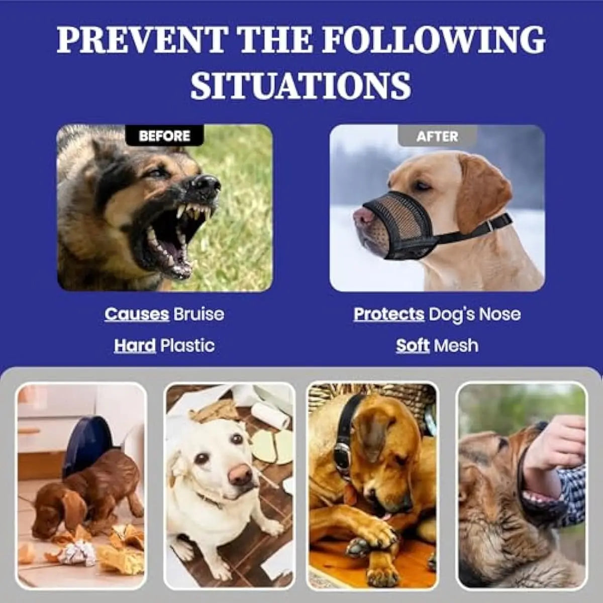 Adjustable Air Mesh Dog Muzzle for Various Breeds - Prevents Barking, Scavenging, Licking, and Chewing
