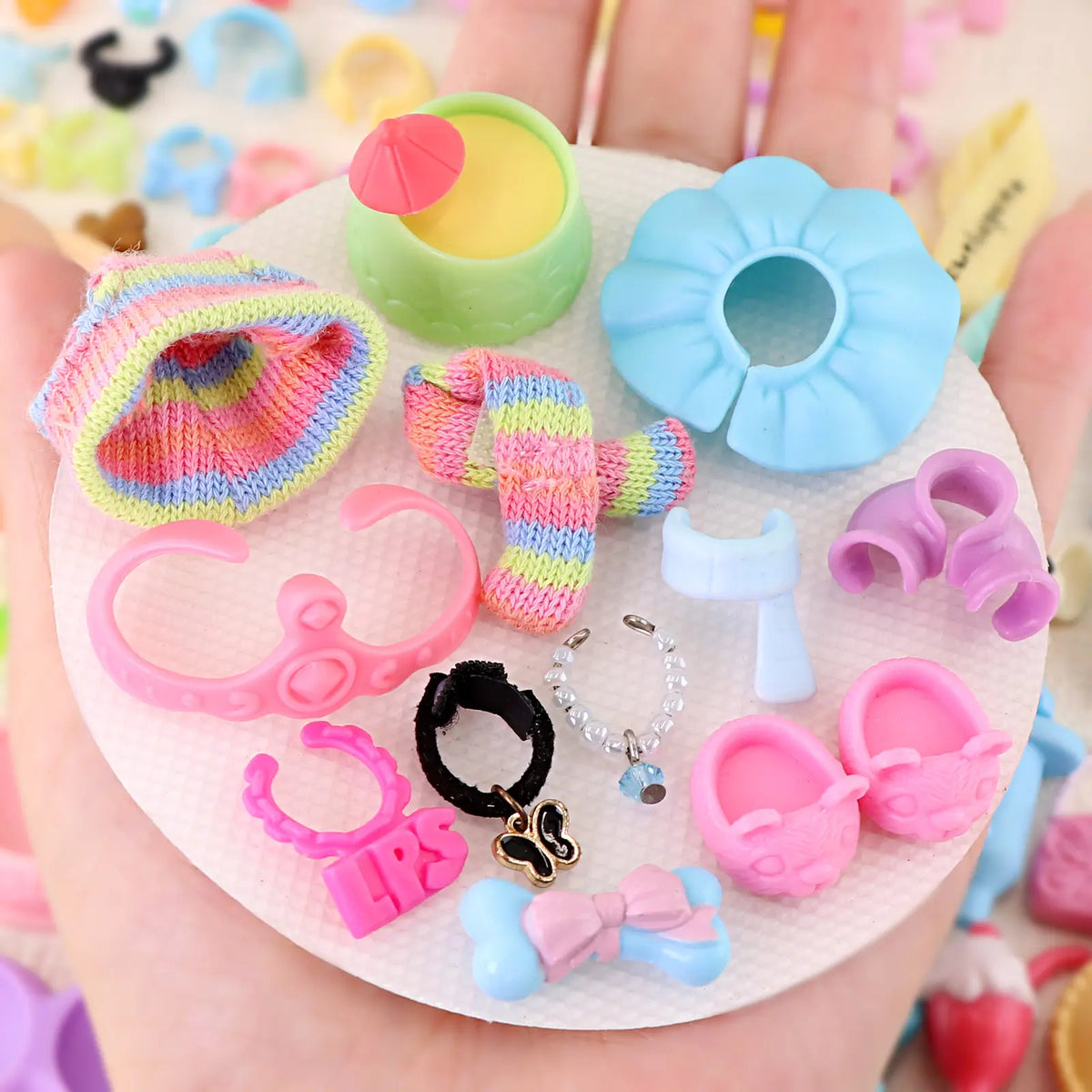 Stylish Accessories for Dogs and Cats: Necklaces, Collars, Clothing, Glasses, Hats, Bows, and Food and Drink Options for Various Breeds