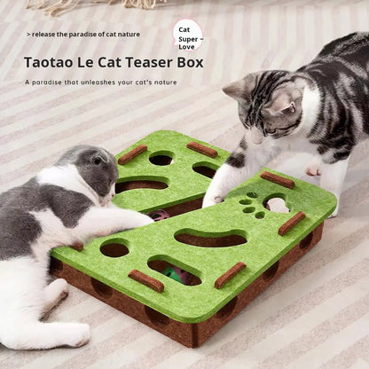 Green Maze Ball Cat Toy - Felt Surface with Animal Print, Engaging Track Design for Indoor Kittens, Universal Size Exercise Aid and Boredom Relief