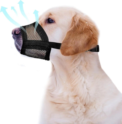 Adjustable Air Mesh Dog Muzzle for Various Breeds - Prevents Barking, Scavenging, Licking, and Chewing