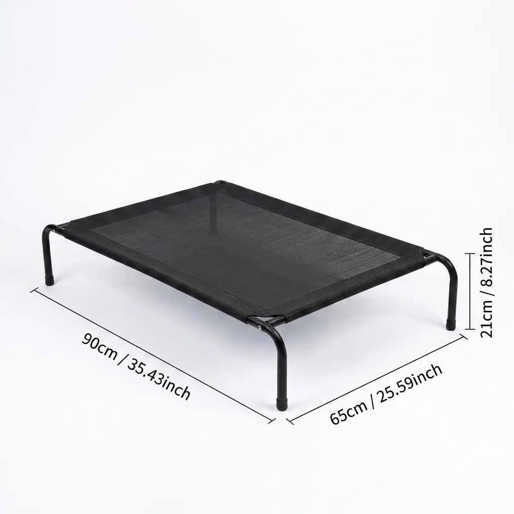 Petitrinu Elevated Dog Bed with Metal Frame - Breathable Textilene Mesh Fabric for Cooling and Joint Relief, Available in Two Sizes for Medium/Large Dogs