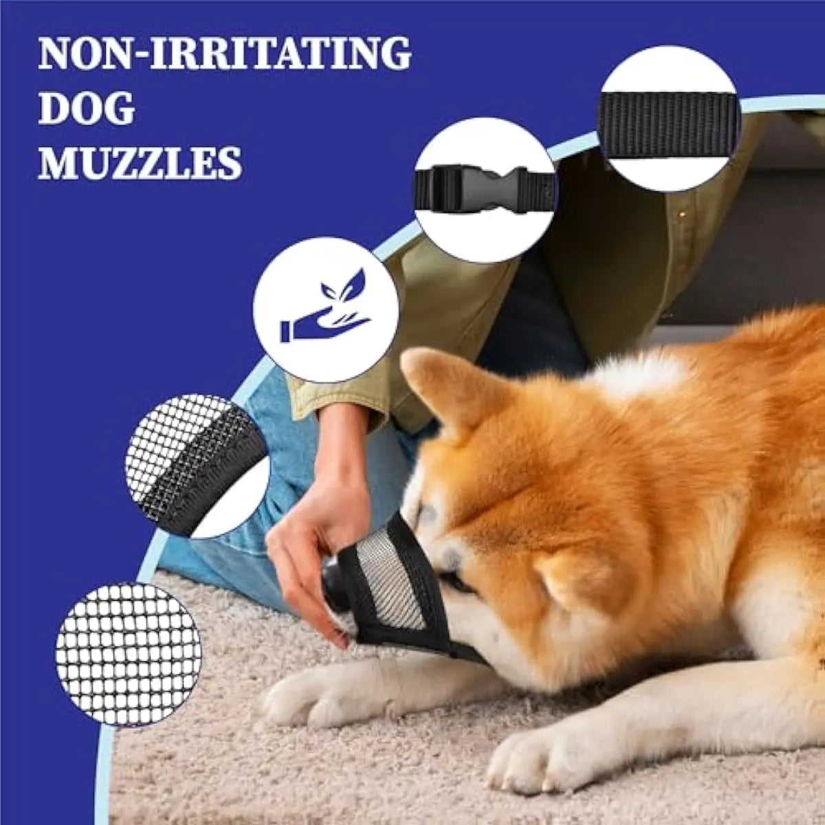 Adjustable Air Mesh Dog Muzzle for Various Breeds - Prevents Barking, Scavenging, Licking, and Chewing