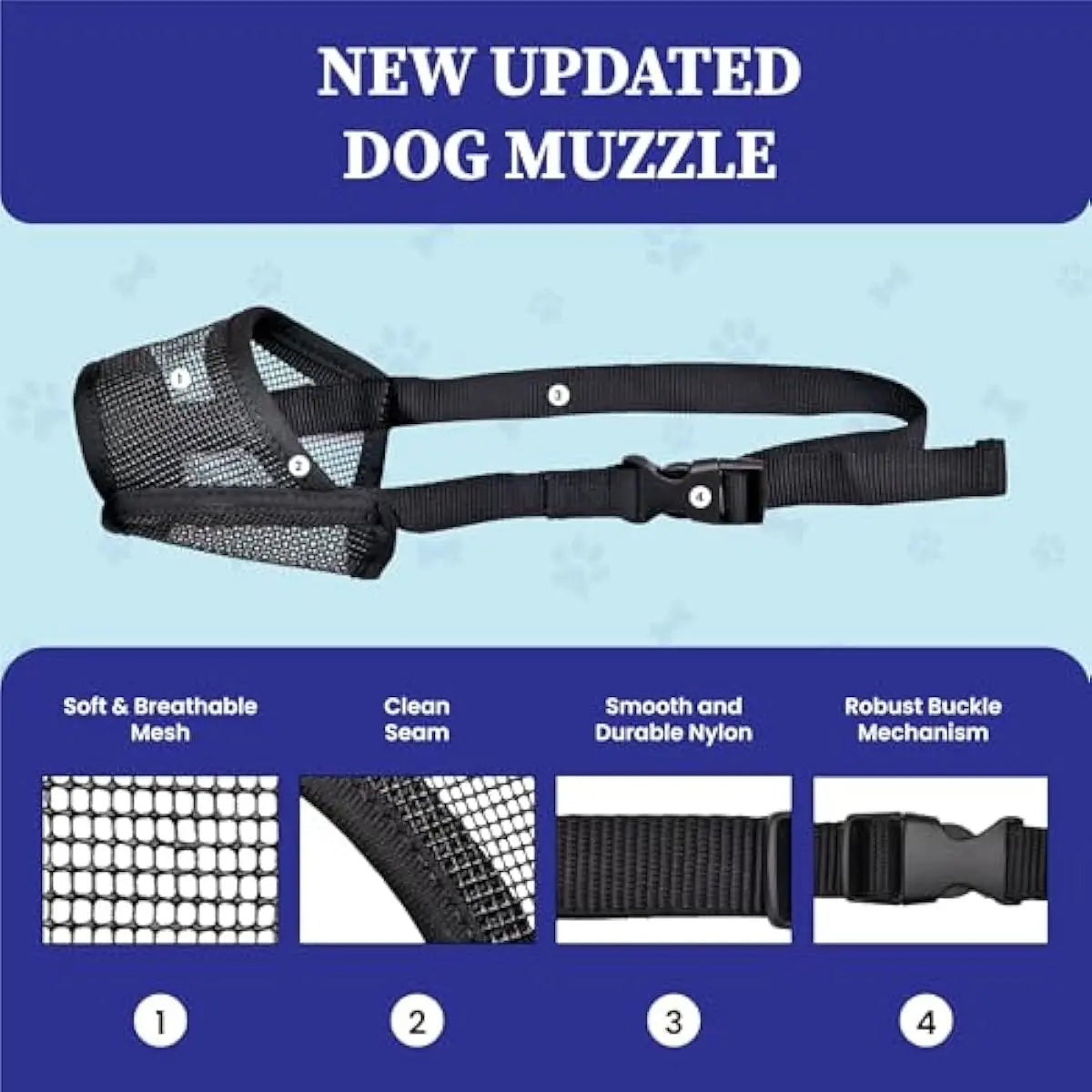 Adjustable Air Mesh Dog Muzzle for Various Breeds - Prevents Barking, Scavenging, Licking, and Chewing