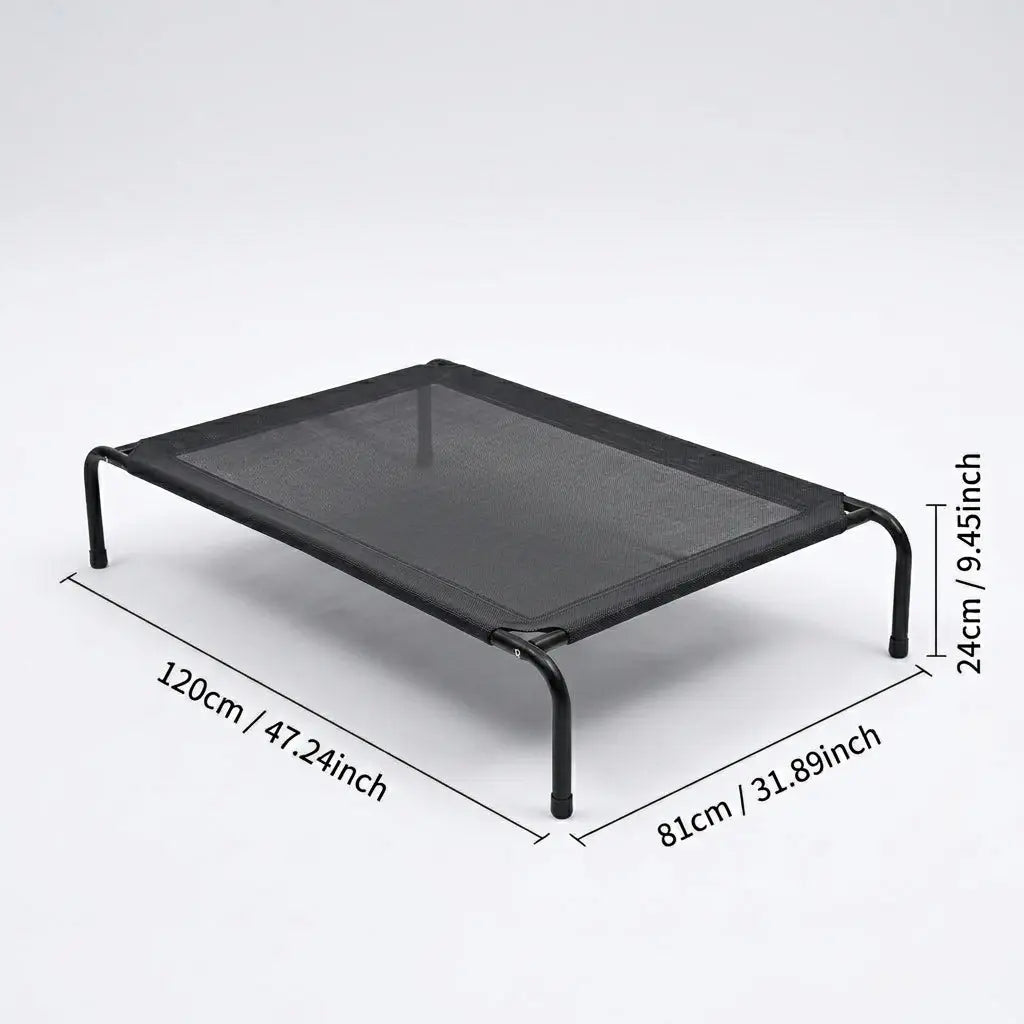 Petitrinu Elevated Dog Bed with Metal Frame - Breathable Textilene Mesh Fabric for Cooling and Joint Relief, Available in Two Sizes for Medium/Large Dogs