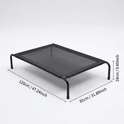Petitrinu Elevated Dog Bed with Metal Frame - Breathable Textilene Mesh Fabric for Cooling and Joint Relief, Available in Two Sizes for Medium/Large Dogs