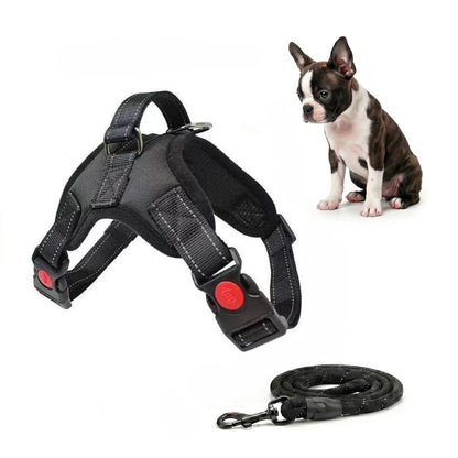 Durable Reflective No-Pull Dog Harness and Leash Set - 5FT Adjustable, Breathable, Waterproof Design for Hiking, Training, and Daily Walks