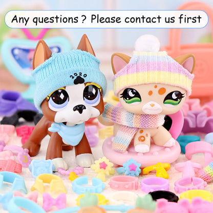 Stylish Accessories for Dogs and Cats: Necklaces, Collars, Clothing, Glasses, Hats, Bows, and Food and Drink Options for Various Breeds